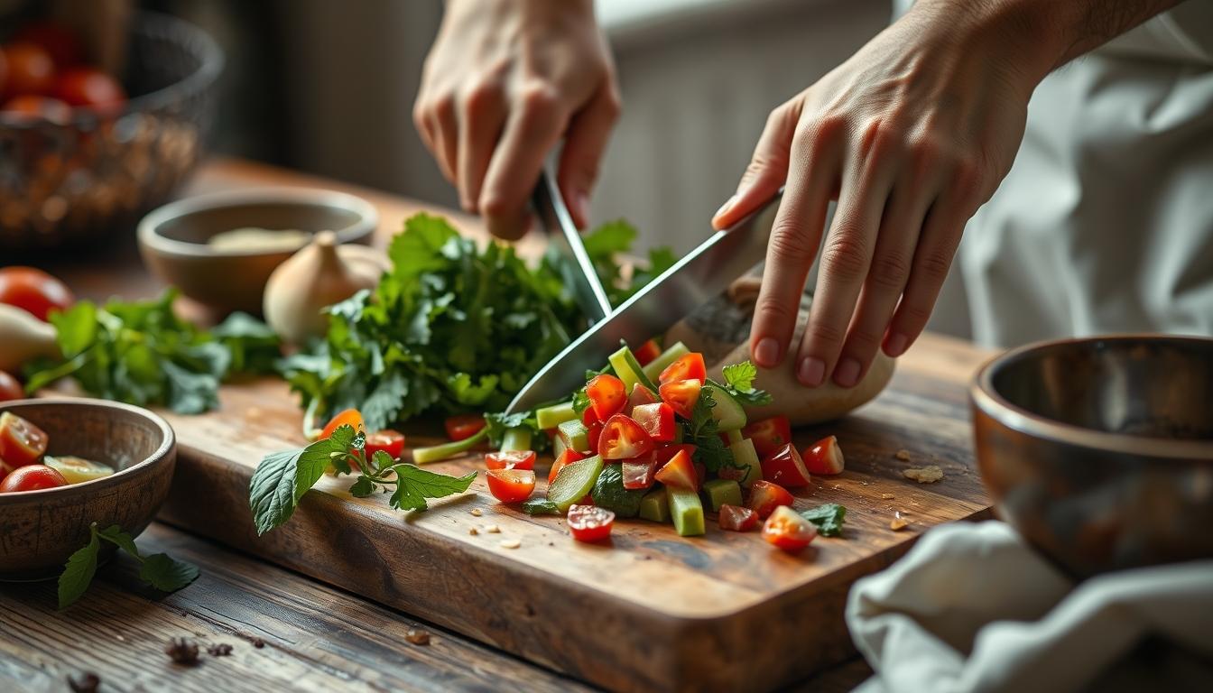 Fresh seasonal ingredients arranged for home cooking